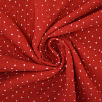 Musselin Double Gauze Little Dots, rot