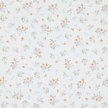 Tissu double gaze de coton Fleurs Little Flower Bouquet, blanc