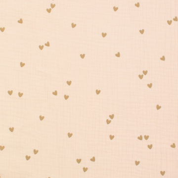 Tissu double gaze de coton Coeurs Little hearts, abricot