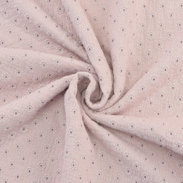 Cotton muslin double gauze embroidery Blossoms, dusty pink