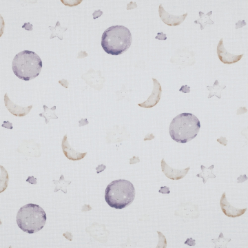 Cotton musselin double gauze Moon, white