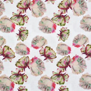 Tissu double gaze de coton Feuilles Aquarell Leaves, lie de vin