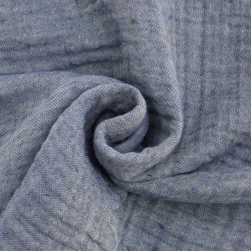 Musselin recycled four layers, jeansblau meliert