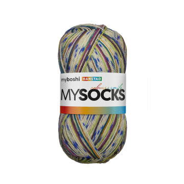 myboshi mysocks 4-thread sock yarn Hanstad 100g, white-multicolour