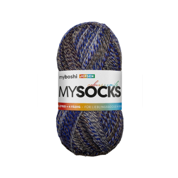 myboshi mysocks 4-thread sock yarn Jepsen 100g, grey-navy blue