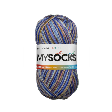 myboshi mysocks 4-thread sock yarn Nielsen 100g, blue-multicolour