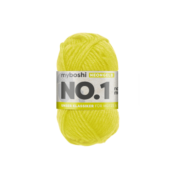 Pelote de laine merino & polyacrylique myboshi No.1, 50g, jaune fluo