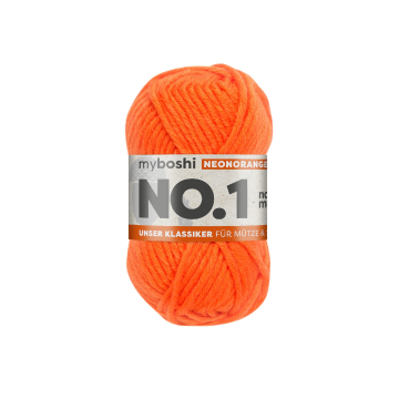 Pelote de laine merino & polyacrylique myboshi No.1, 50g, orange fluo