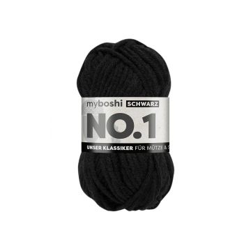 Pelote de laine merino & polyacrylique myboshi No.1, 50g, noir