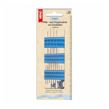 Kit d'aiguilles main à coudre et à repriser avec enfile-aiguilles, 19 pcs.