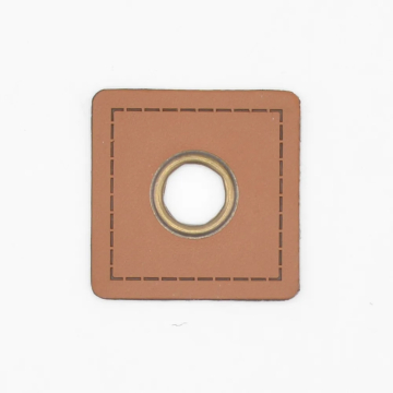 Eyelet Patch Leatherette square 35 mm, cognac