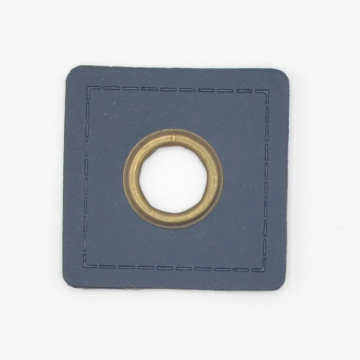 Eyelet Patch Leatherette square 35 mm, dark blue
