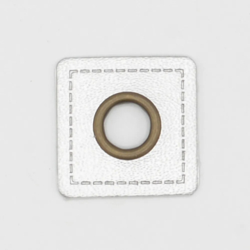 Eyelet Patch Leatherette square, silver