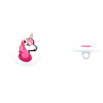 Bouton couture plastique Licorne, blanc 18 mm