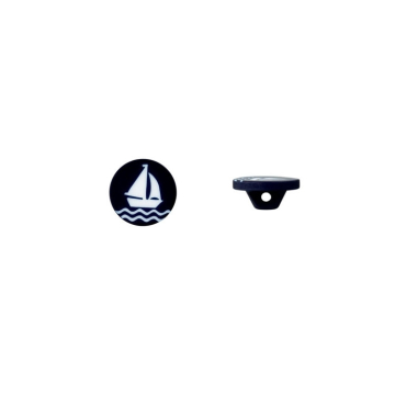 Bouton couture en plastique bateau, 15 mm, bleu marine