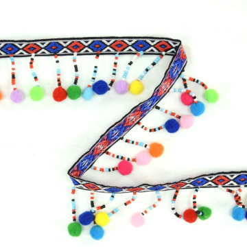 Galon pompon Dreadlocks, multicolore