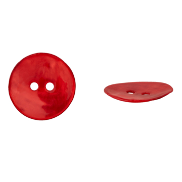 Bouton de nacre à 2 trous, 15 mm, rouge /pcs.