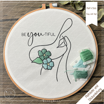 Fichier dessin flocage & modèle broderie Femme au chapeau Beemybear