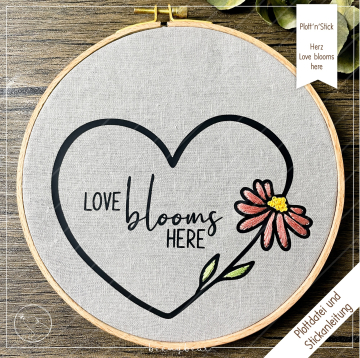 Fichier dessin flocage & modèle broderie Fleurs Love blooms here Beemybear