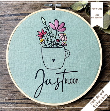 Fichier dessin flocage & modèle broderie Fleurs dans une tasse Beemybear