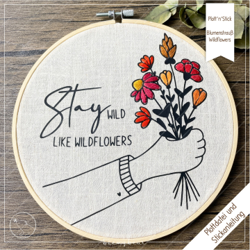 Fichier dessin flocage & modèle broderie Bouquet de fleurs sauvages Beemybear