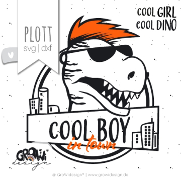 Fichier dessin flocage Dinosaure cool in town GroWiDesign