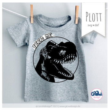 Fichier dessin flocage Nourrissez-moi T-Rex GroWiDesign