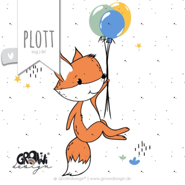 Fichier dessin flocage Renard au ballon GroWiDesign