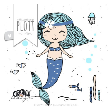 Plotterbestand GroWiDesign Meerjungfrau Little Blue, Duits