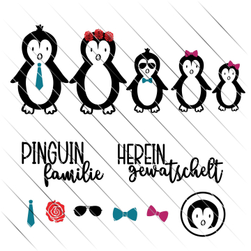 Fichier dessin flocage Famille de pingouins licence privée Löwenjunges