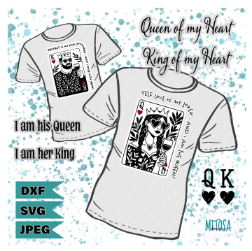 Plotterdatei MiToSa-Kreativ Queen & King of Hearts, german