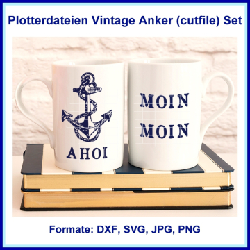 Plotterdatei Rock Queen Anker Vintage, duits