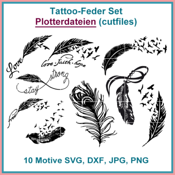 Fichier dessin flocage Kit de tatouage plumes Rock Queen