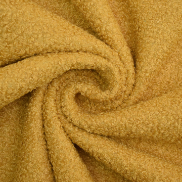 Tissu ameublement fauteuil canapé bouclette, moutarde