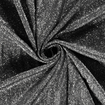 Tissu jersey polyester brillant Glamour, noir