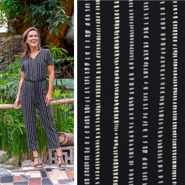 Polyester Stretch Broken Stripes My Image, schwarz