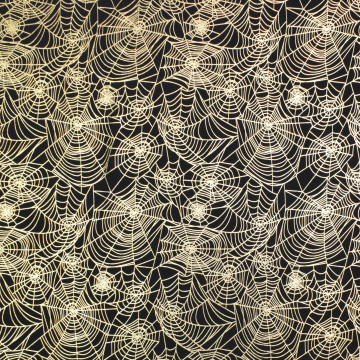 Tissu jersey polyester Halloween Toile d’araignée, noir