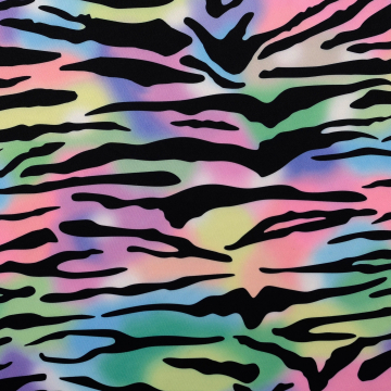 Tissu jersey polyester Rainbow Tiger, multicolore