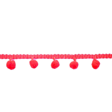 Ruban à pompons demi-gros, rouge 20 mm