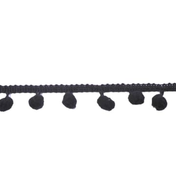 Pomponborte mittelgroß, schwarz 20 mm
