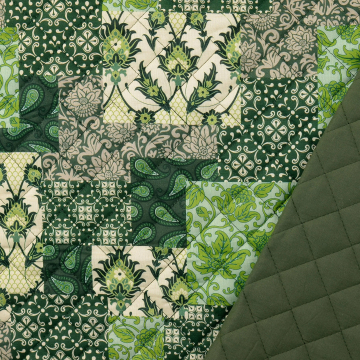 Doorgestikte popeline stof Paisley, green