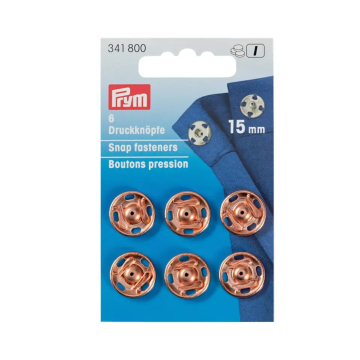 Prym 6 Boutons pression à coudre 15 mm rosédoré