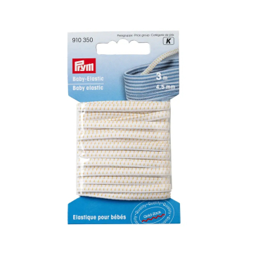 Prym Elastique pour bébés 4,5 mm, 3 m, résistant à l'ébullition, blanc