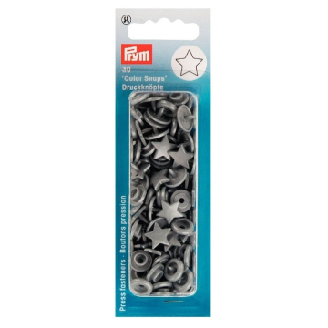 Boutons pression Étoiles, gris foncé