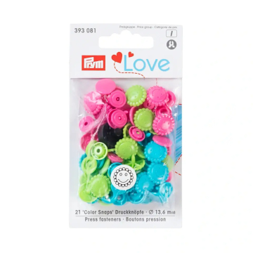 Boutons pression Color Flower Mix green