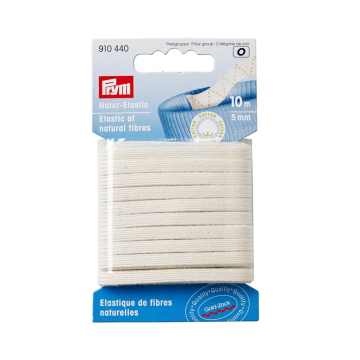 Prym Elastique de fibres naturelles 5 mm, 10 m, résistant à l'ébullition, naturelle