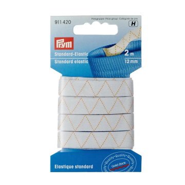 Prym Elastique standard 12 mm, 2 m, résistant à l'ébullition, blanc