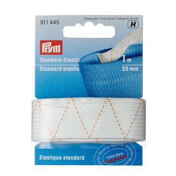 Prym Elastique standard 25 mm, 1 m, résistant à l'ébullition, blanc