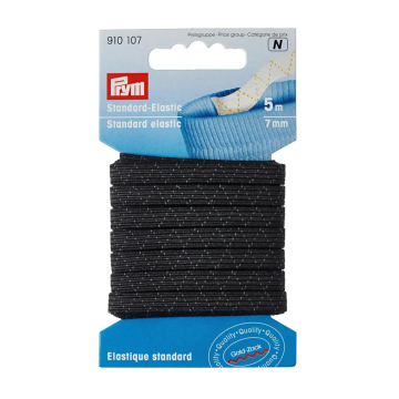 Prym Elastique standard 7 mm, 5 m, résistant à l'ébullition, noir