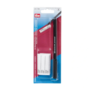 Stylo tissu indélébile et 24 étiquettes Prym, noir